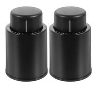 TOKIDNY Bouchon de Liège Noir en Plastique pour Bouteille de Vin, Bouchon de Conservation sous Vide Échelle de Temps, Maintien Fraîcheur Plus de 7 Jours, Pack de 2