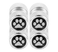 TOKIDNY Bouchons de Valve de Pneus avec Motif Empreinte de Patte Lot de 4 en Aluminium Argenté Étanches et Faciles à Installer pour Voitures, Motos et Vélos