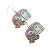 TOKIDNY Boucles d'Oreilles Pendantes en Bois pour Femmes Modèle Camping-Car Mignon Boucles d'Oreilles Amusantes pour Garçon et Fêtes Accessoires Uniques et Colorés