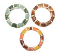 TOKIDNY Bracelets Joncs Élastiques en Acrylique Lot de 3 pour Femmes, Design Large et Moderne, Léger, Adapté Style Bohème et Tenues Quotidiennes