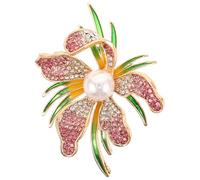 TOKIDNY Broche et Événements Formels pour Accessoire Élégant et Polyvalent Fleur D'orchidée en Alliage de Zinc Perles Artificielles Réunions Décontractées