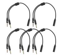 TOKIDNY Câble Répartiteur Audio et Microphone en Y 35 MM Noir 5 Pièces Adaptateur Stéréo pour Casque PC et Ordinateur Portable Connecteur Double Prise Jack Mâle pour Visioconférence et