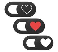 TOKIDNY Cache-Webcam Coulissant pour Ordinateur Portable et Tablette Lot de 3 Pièces Noir Motif Cœur Protection de Confidentialité Adhésive Sécurité Anti-Espionnage Compatible PC et