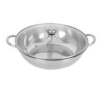 TOKIDNY Casserole Inox Épaisse Double Compartiment avec Couvercle Marmite Hot Pot Deux Saveurs Batterie Cuisine pour Réunions Familiales