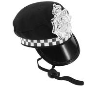 TOKIDNY Chapeau de Policier Ajustable pour Animaux Accessoire Costume pour Chien et Chat Casquette Noire Confortable pour Fête et Halloween