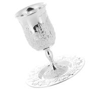 TOKIDNY Coupe à Vin de Shabbat Plaquée Argenté avec Soucoupe Verre de Kiddouch pour Pessah Set 1 Pièce, Ustensile Sacré pour Fêtes Juives et Célébrations Religieuses