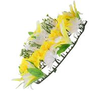 TOKIDNY Couronne Funéraire Couleur Aléatoire Artificielle en Fleurs de Soie Jaune, Décoration Simple et Naturelle Facile à Entretenir pour Cérémonie Funéraire Tombe