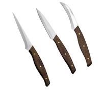 TOKIDNY Couteau à Découper les Fruits en Acier Inoxydable Manche en Bois Kit de Sculpture de Fruits 3 Pièces Outil Coupe-Fruits Cuisine Découpe Précise et Pratique