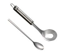 TOKIDNY Cuillère à Boulettes de Viande Long Manche Facile à Nettoyer en Acier Inoxydable Perforée Ovale, Ustensile Cuisine pour Préparation Cuisine