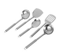 TOKIDNY Ensemble 5 Pièces D’Ustensiles Cuisine en Acier Inoxydable Spatule Cuillère à Égoutter et Louche Accessoires Cuisine Robustes et Ergonomiques pour Cuisson Maison et