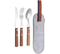 TOKIDNY Ensemble cuillère et fourchette de voyage avec support en acier inoxydable 3 pièces, vaisselle pratique et solide pour pique-niques, camping et séjour en famille