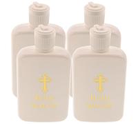 TOKIDNY Ensemble de 4 Bouteilles d'eau Bénite 100 ML Flacons Vides Réutilisables en Matériau Sûr Couvercle de Sécurité Décorations pour Mariage Baptême et Maison Petites Bouteilles