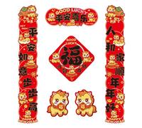 TOKIDNY Ensemble de 6 Couplets du Nouvel An Chinois 2026 Autocollants Rouges Caractère Fu et Cheval du Zodiaque Bannières Décoratives pour Porte D’Entrée Stickers Muraux
