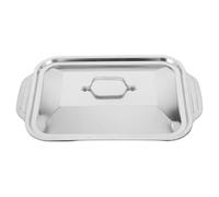 TOKIDNY Ensemble de Plat à Poisson en Acier Inoxydable, Plat Rectangulaire Profond Couvercle, Plaque de Cuisson pour Barbecue et Four, pour Traiteurs et Repas Familiaux