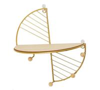 TOKIDNY Étagère Murale Fer Doré avec Crochets Multiples Rack de Rangement Décoratif pour Salle de Bain Chambre Cuisine et Salon Support Mural Gain de Place Polyvalent