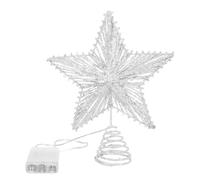 TOKIDNY Étoile de Sapin de Noël en Fer Doré avec Guirlande Lumineuse 20 LED Décoration Lumineuse pour Arbre de Noël Ambiance Festive pour Maison Magasin et Chalet Couleur Argentée