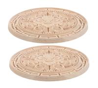 TOKIDNY Lot de 2 Appliques Sculptées en Bois Naturel Non Peint 20X20 CM Décoration Murale Artisanale pour Tête de Lit Meubles et Placards Motifs Floraux Européens Raffinés