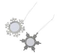 TOKIDNY Lot de 2 Pendentifs Décoratifs en Métal Forme Flocon de Neige Argenté Accessoire Bijouterie pour Collier Décoration Noël DIY Présent Personnalisé