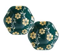 TOKIDNY Lot de 2 Repose-Sachets de Thé en Céramique Verte Motif Fleurs de Cerisier Petits Bols à Sauce Japonerie Compacts Plats à Condiments Polyvalents pour Maison Pique-Niques et