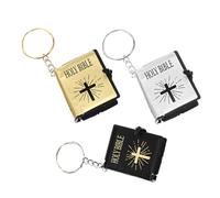 TOKIDNY Lot De 3 Porte-clés Bibliques Miniatures Pour Chrétiens, Couleurs or Noir Argenté, Versets Bibliques, Accessoires Souvenir D’église, Usage Personnel Et Présent Religieux, Port Quotidien