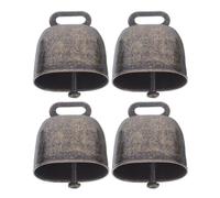 TOKIDNY Lot de 4 Cloches en Fer Bronze Antique pour Bétail et Pâturage Accessoires Décoratifs Anti-Perte Clochettes Suspendues pour Ferme Décoration Suspendue Son Clair et Audible à