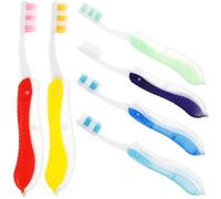 TOKIDNY Lot de 6 Brosses à Dents de Voyage Pliables et Portables Poils Souples Assortiment de Couleurs Jaune Rouge Vert Bleu Clair Bleu Moyen et Compactes pour Usage Extérieur