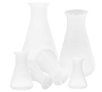 TOKIDNY Lot de 6 Flacons à Réactifs Erlenmeyer en Plastique PP Semi-Transparents Gradués 50/100/500 Ml Fioles de Laboratoire à Large Ouverture pour Expériences Scientifiques et