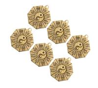 TOKIDNY Lot de 6 Porte-Clés à Huit Diagrammes en Cuivre Rétro Pendentifs Décoratifs Anti-Mauvais Œil Amulette Compact et Léger pour Paquet et Clé Breloques Symboliques Tai Chi Yin