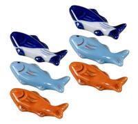 TOKIDNY Lot de 6 Repose-Baguettes en Céramique Porte-Baguettes Japonerie Décoratif Petit Poisson Rouge Bleu et Bleu Ciel pour Table à Manger Repose-Fourchette Ménager Fournitures