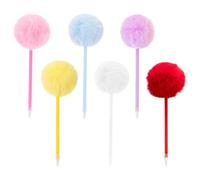 TOKIDNY Lot de 6 Stylos à Bille Mignons Boule en Peluche, Encre Stable et Design Créatif, pour Étudiants et Journaux Intimes