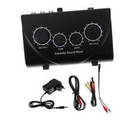 TOKIDNY Mélangeur Audio Karaoké Stéréo Compact avec Double Entrée Micro et Contrôle Volume Mixeur Professionnel Portable pour Équipement Karaoké avec Adaptateur Alimentation Eu