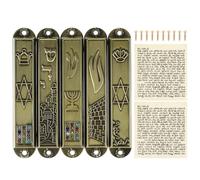TOKIDNY Mezouza en Métal 5 Pièces Symboles Judaïques pour Décoration de Porte d'Entrée et Usage Religieux Familial 3.54In