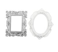 TOKIDNY Mini Cadres Photo Vintage 2 Pcs Accessoires Photo Décoratifs pour Nail Art et Boucles D’Oreilles Plastique Léger Petit Cadre Rond Blanc Décoration Créative