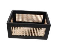 TOKIDNY Panier de Rangement Bois Rétro Tissé Main Petit Bac Rectangulaire Robuste Bambou Naturel pour Bureau Cuisine Chambre et Rangement Polyvalent