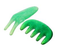 TOKIDNY Peigne de Massage en Résine 2 Pièces Deep Green Planche Guasha 5 Dents Fourche Y pour Massage du Cuir Chevelu et Visage Outil de Soin Anti-stress et Détente Musculaire