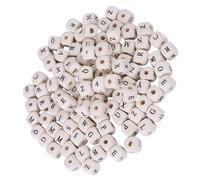 TOKIDNY Perles Alphabet en Bois Naturel 10X10 MM 400 Pièces Cubes Carrés pour Création de Bijoux DIY Perles Lettres Carrées en Vrac pour Bracelets Colliers et Loisirs Créatifs