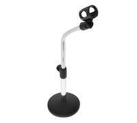 TOKIDNY Pied de Micro de Bureau Réglable en Fer avec Bras Flexible Socle Métallique Lesté Stable Support Microphone Argenté pour Réunions et Diffusion en Direct Accessoire Studio