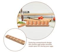 TOKIDNY Plateau à Œufs en Bois d'Acacia Porte-Œufs Simple Rangée 6 Cases Rangement Pratique pour Œufs de Poule Support Solide et Protecteur Cuisine et Maison