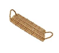 TOKIDNY Plateau de Service en Bois Tissé à Deux Poignées, Plateau de Service Polyvalent pour Présentation de Nourriture et Décoration la Maison Cantine