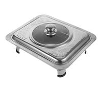 TOKIDNY Plateau Rectangulaire Inox 4 Pieds avec Couvercle Transparent 1 Pièce, Support Alimentaire la Cuisine Cantine, Maintien Froid Buffet, Plateau de Service Solide et Léger