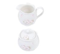 TOKIDNY Pot à Lait en Céramique Blanc et Sucrier avec Couvercle, Ensemble 2 Pièces en Relief, Bouilloire à Sucre et Bouilloire à Lait pour Café, Boîte à Bonbons Polyvalente, Usage Maison