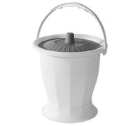 TOKIDNY Pot de Nuit Portable Adulte en Plastique Couvercle Hermétique et Joint D’étanchéité, Seau Urinaire Réutilisable Blanc Couvercle Gris, Usage Domestique et Voyage, Aide Mobilité
