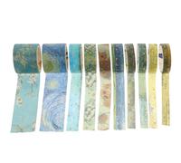 TOKIDNY Ruban Adhésif Washi Doré sans Odeur 10 Rouleaux en Papier Motifs Vintage Esthétiques pour Scrapbooking et Journaux Intimes pour Créations