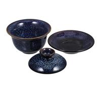 TOKIDNY Service à Thé Chinois Céramique avec Couvercle et Soucoupe Antidérapante Tasse à Thé Kung Fu Oolong Style Rétro Élégant pour Dégustation et Réunions Entre Amis