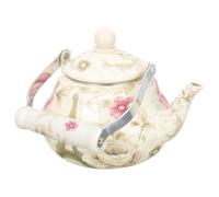 TOKIDNY Thickened Enamel Tea Pot With Ceramic Handle Pear-shaped Water Kettle For Home Kitchen Suitable For Various Teas Elegant Patterned Design