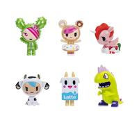 Tokidoki Lot de 6 Figurines Donutella, Sandy, Kaiju Tokimon, Latte, Mozzarella et Rubis à partir de 5 Ans Produit sous Licence Officielle Jazwares