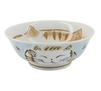Tokio Bol design japonais pour chat Kawaii Cat Tayo Black Green Blue & Pink | Nippon porcelaine, ramen, riz, nouilles, soupe | Bol mignon pour chat (Fuku Cat Blue 20 x 8 cm, 1000 ml)