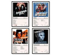 Tokio - Lot de 4 affiches d'hôtel - Affiches de couverture d'album pour chambre à coucher - Décoration musicale HD - Pour chambre à coucher - 20,3 x 30,5 cm - Sans cadre