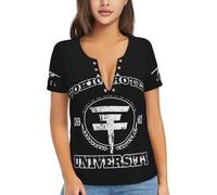Tokio Music Rock Band Kaulitz Hotel T-Shirt Femme Col V Profond Sexy - Tee-Shirt Rock Manches Courtes Décontracté - Haut Fan Groupe Allemand - Cadeau Pop Rock Medium