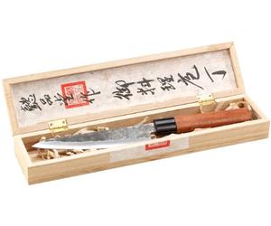 TokioKitchenWare Asia Couteau de Cuisine Santoku Fait Main avec Manche en Bois véritable (Couteau Utilitaire Santoku, Couteau de Chef, Fait Main)